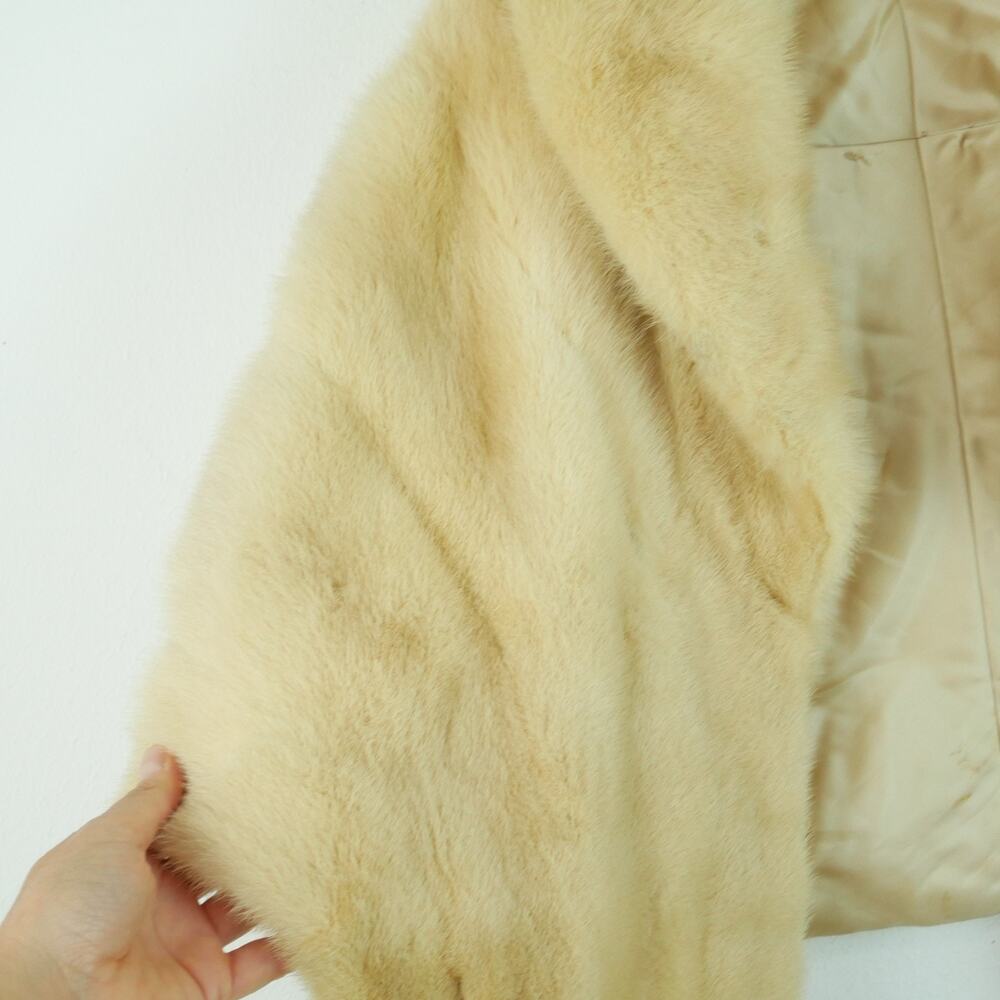 Vintage Blonde Mink Stole‎ Fur Wrap Hollywood Glam Long 28"x28" Evening Shawl - Picture 9 of 11